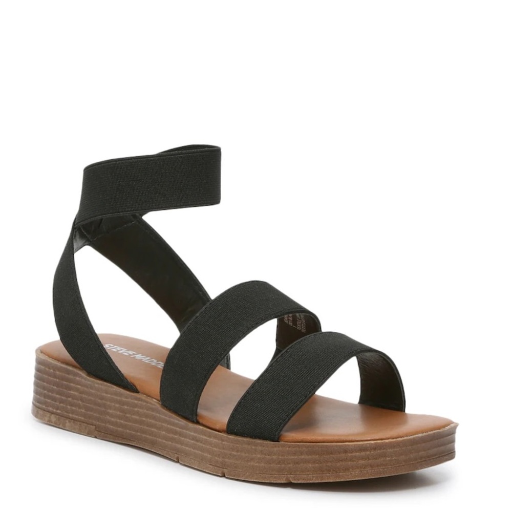 Steve Madden Girls 4 Black Dahlia Wedge Sandal for Kids